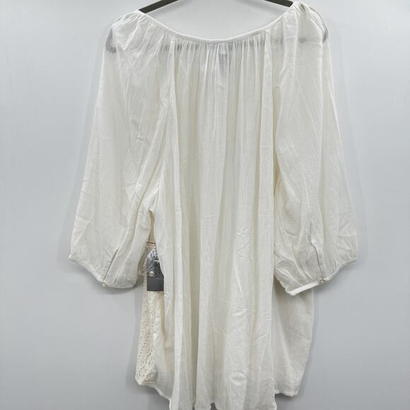Catherines Gauzy Lace Tie Top Sz 3X Ivory White Boho Coquette Peasant Bloomcore - Picture 2 of 12